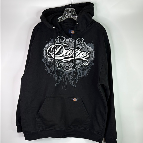 Dickies Black Hooded Sweatshirt Size Large 90s - Picture 1 of 8